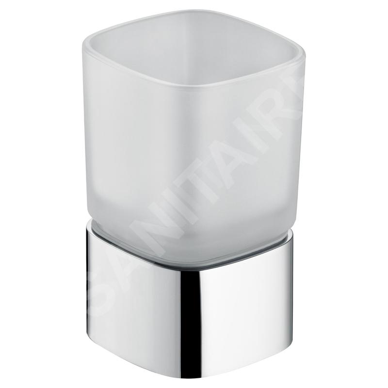 Keuco Elegance - Gobelet brosse à dent et dentifrice avec support, verre dépoli/chrome 11650019001