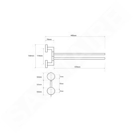 Sapho X-STEEL - Porte-serviettes rotatif, verre/inox poli XS405