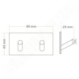 Sapho Accessoires - Crochet double autocollant, inox brossé 31202