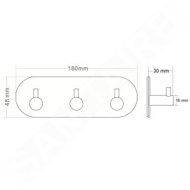 Sapho Accessoires - Crochet triple, rond, inox brossé 32203