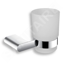 Novaservis Titania Naty - Verre pour brosses à dents et dentifrice avec support, verre dépoli/chrome 66606,0