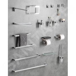 Sapho Gedy Pirenei - Distributeur de savon avec support, chrome/verre satiné PI8113