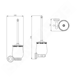 Sapho Astor - Brosse de toilette murale avec support, céramique/chrome 1325-08