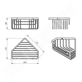 Sapho Gedy Smart - Étagère d’angle grille, chrome 2483