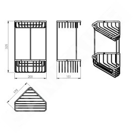Sapho Gedy Smart - Étagère double 200x325x151 mm, chrome 2482