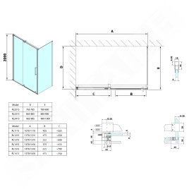 Polysan Rolls Line - Porte de douche coulissante 1400x2000 mm, aluminium poli/verre transparent RL1415