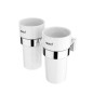 Nimco Keira - Coupelles pour brosse à dents et dentifrice avec support, céramique blanche/chrome KE 22058DKN-26