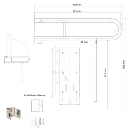 Sapho Équipement de salle de bain - Barre d’appui pliante, droite, inox XH523