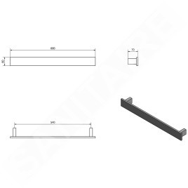 Sapho Patron - Porte-serviettes, longueur 600 mm, blanc PX023