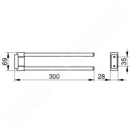 Keuco Plan - Porte-serviettes double, longueur 300 mm, chrome 14919010000