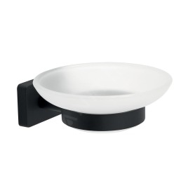 Novaservis Ferro Greta - Porte-savon avec support, verre dépoli/noir mat AGR02BL
