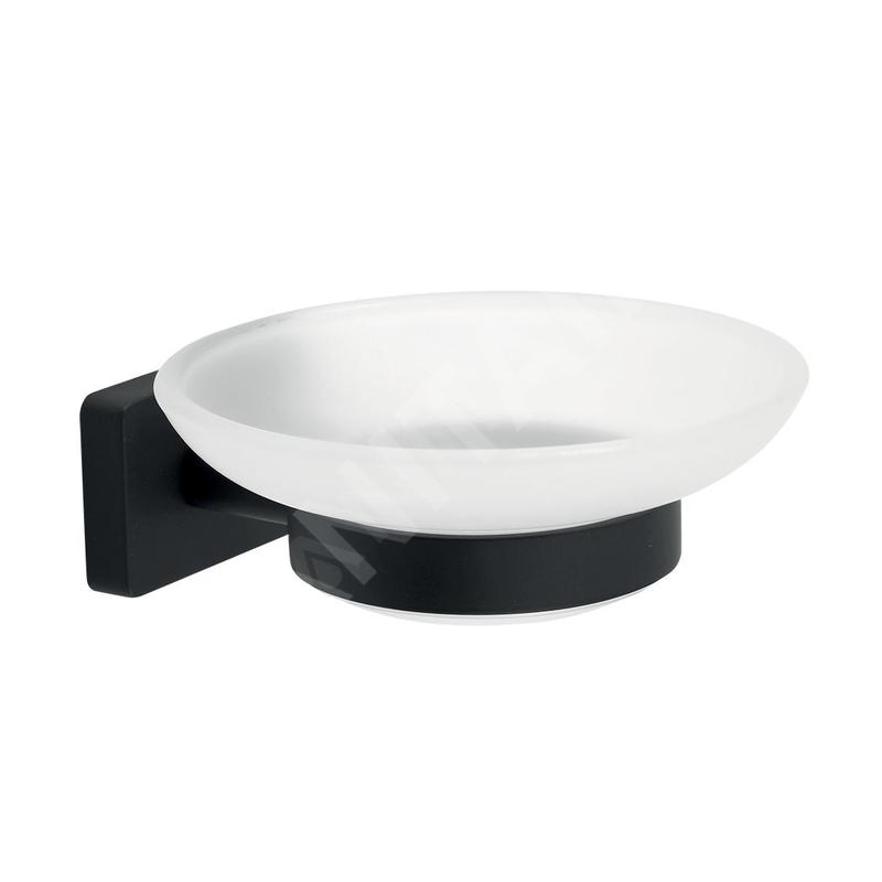 Novaservis Ferro Greta - Porte-savon avec support, verre dépoli/noir mat AGR02BL