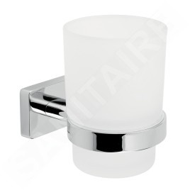 Novaservis Ferro Greta - Verre pour brosse à dents et dentifrice avec support, verre dépoli / chrome AGR03