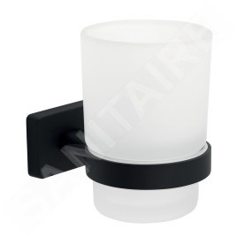 Novaservis Ferro Greta - Porte-brosse à dents et porte-dentifrice, verre dépoli/noir mat AGR03BL
