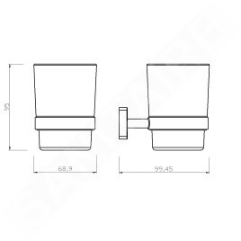 Novaservis Ferro Greta - Porte-brosse à dents et porte-dentifrice, verre dépoli/noir mat AGR03BL
