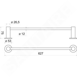 Novaservis Ferro Smile - Porte-serviettes, longueur 600 mm, acier inoxydable poli ASM09