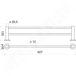 Novaservis Ferro Smile - Porte-serviettes, longueur 600 mm, acier inoxydable poli ASM10