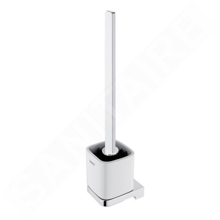 Nimco Maya - Brosse de toilette murale avec support, céramique blanche/chrome MA 29094KN-HR-26