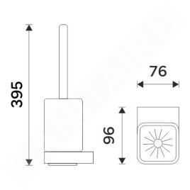 Nimco Nikau - Brosse de toilette murale avec support, verre dépoli/noir mat NKC 30094CN-HR-90