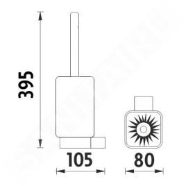 Nimco Kibo - Brosse de toilette murale avec support, verre dépoli/noir mat Ki-14094CN-HR-90