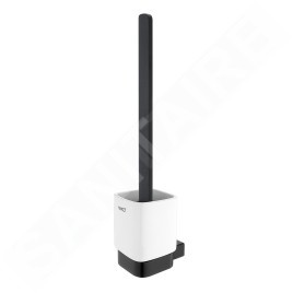 Nimco Kibo - Brosse de toilette murale avec support, céramique blanche/noir mat Ki-14094KN-HR-90