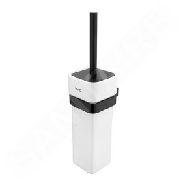 Nimco Kibo - Brosse de toilette murale avec support, céramique blanche/noir mat Ki-14094K-90