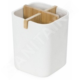 Compactor Organisateurs cosmétiques - Brosse à dents et pot de dentifrice, plastique blanc/bambou RAN10266