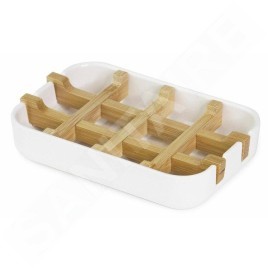 Compactor Organisateurs cosmétiques - Porte-savon, plastique blanc/bambou RAN10267