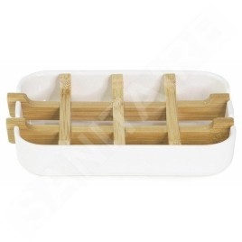 Compactor Organisateurs cosmétiques - Porte-savon, plastique blanc/bambou RAN10267
