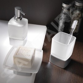 Sapho Accessoires de salle de bains Gedy - Gobelet pour brosses à dents et dentifrice, verre mat/chrome 549813