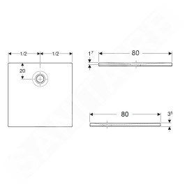 Geberit - Receveur de douche 80x80 cm, blanc 550.323.00.1
