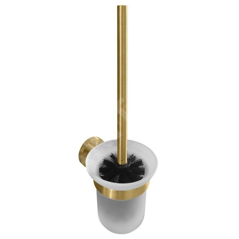 Sapho X-Round - Brosse de toilette murale avec support, verre dépoli / doré XR303GB