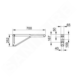 Keuco Axess - Barre de maintien 70 cm, pliable, chrome/noir 35003010737