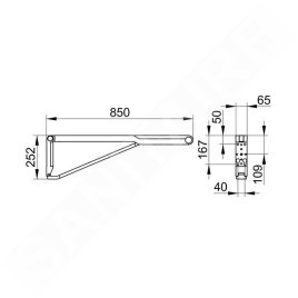 Keuco Axess - Barre de maintien 85 cm, pliable, chrome/noir 35003010837