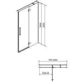 Cersanit Crea - Porte de douche 100x202 cm, droite, chrome/verre clair S159-002
