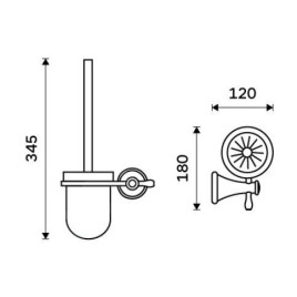 Nimco Lada - Brosse de toilette murale, avec support, cuivre LA 19094KU-80