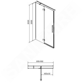 Cersanit Crea - Porte de douche 90x202 cm, gauche, chrome/verre clair S159-005