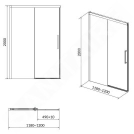 Cersanit Crea - Porte de douche 120x200 cm, chrome/verre clair S159-007