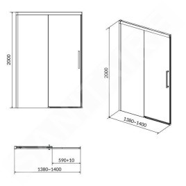 Cersanit Crea - Porte de douche 140x200 cm, chrome/verre clair S159-008