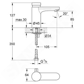 Grohe Eurosmart Cosmopolitan T - Mitigeur de lavabo temporisé, chrome 36317000