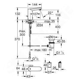 Grohe Eurosmart Cosmopolitan E - Mitigeur de lavabo électronique, chrome 36331001