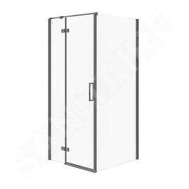 Cersanit Jota - Cabine de douche 90x90 cm, gauche, noir/verre clair S160-003
