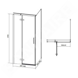 Cersanit Jota - Cabine de douche 90x90 cm, gauche, noir/verre clair S160-003