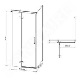 Cersanit Jota - Cabine de douche 80x80 cm, gauche, noir/verre clair S160-007