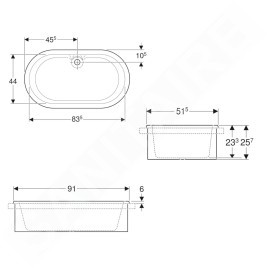 Geberit Bambini - Baignoire bébé, montage sur plan, blanc alpin 407010016