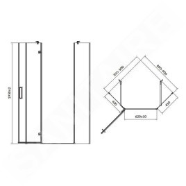 Cersanit Jota - Cabine de douche 90x90 cm, gauche, chrome/verre clair S160-014