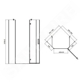 Cersanit Jota - Cabine de douche 90x90 cm, droite, noir/verre clair S160-015