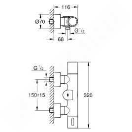 Grohe Eurosmart Cosmopolitan E - Mitigeur de douche électronique, à piles, chrome 36457000