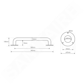 Sapho Équipement de salle de bain - Poignée pour baignoire, longeur 300 mm, inox XH507