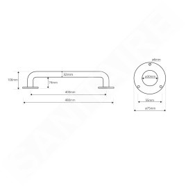 Sapho Équipement de salle de bain - Poignée pour baignoire, longeur 400 mm, inox XH510